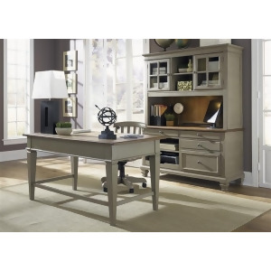 Liberty Furniture Bungalow 3 Piece Desk Hutch Set in Driftwood Taupe Finish - All