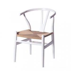 Mod Made W Chair In White Frame and Natural Rattan - All