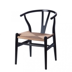 Mod Made W Chair In Black Frame and Natural Rattan - All