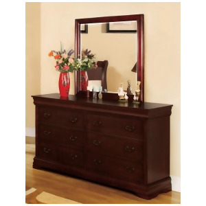 Furniture of America Transitional Dresser and Mirror Set In Cherry - All