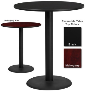 Flash Furniture 36 Inch Round Bar Table w/ Black or Mahogany Reversible Laminate - All