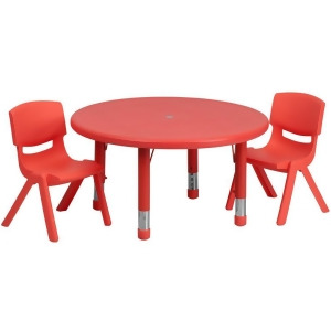Flash Furniture 33 Inch Round Adjustable Red Plastic Activity Table Set w/ 2 Sch - All