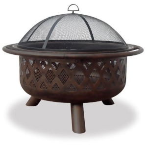 Uniflame Wad792sp 32 Inch Wide Oil Rubbed Bronze Firebowl with Lattice Design - All