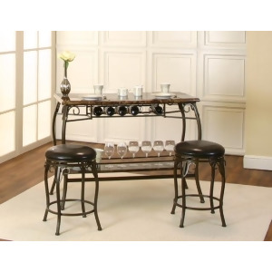 Sunset Trading Tiffany Bar with Built-In Wine Rack Two Stools - All