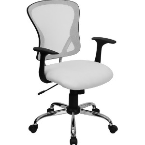Flash Furniture Mid-Back White Mesh Office Chair w/ Chrome Finished Base H-836 - All