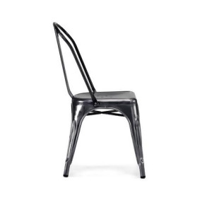 Design Lab Dreux Steel Stackable Dark Gunmetal Side Chair Set of 4 - All