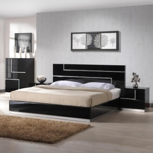 J M Furniture Lucca 4 Piece Platform Bedroom Set in Black Lacquer - All