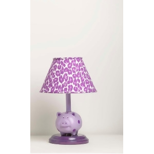 Yessica's Collection Purple Polka Dot Pig Lamp On Round Base With Purple Leopard - All