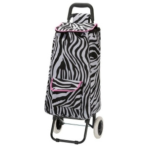Rockland Pink Zebra Santorini Rolling Shopping Tote - All