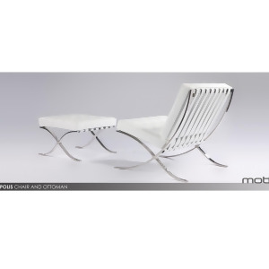 Mobital Metropolis Chair And Ottoman In White Top Grain Leather - All
