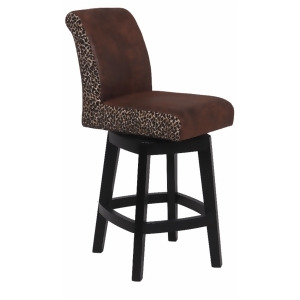 Chintaly 0289 Swivel Solid Birch Stool In Brown/Leopard - All