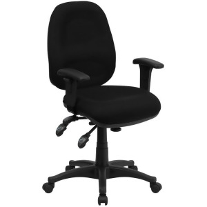 Flash Furniture Mid-Back Multi-Functional Black Fabric Swivel Computer Chair B - All