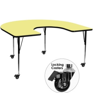 Flash Furniture Mobile 60 X 66 Horseshoe Activity Table With Yellow Thermal Fu - All