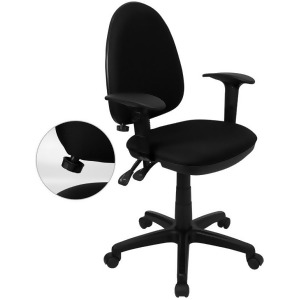 Flash Furniture Mid-Back Black Fabric Multi-Functional Task Chair w/ Arms Adju - All