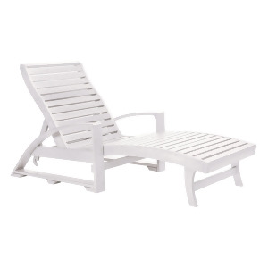 C.r. Plastics St. Tropez Chaise Lounge with Wheels in White - All