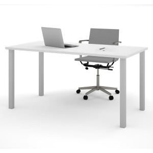 Bestar 30 X 60 Table With Square Metal Legs In White - All