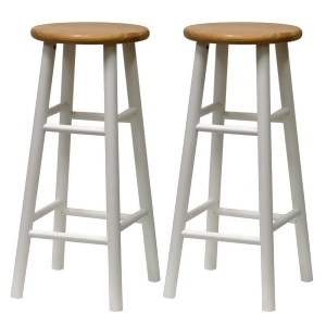 Winsome Wood Set of 2 Beveled Seat 30 Inch Stool in Natural White - All