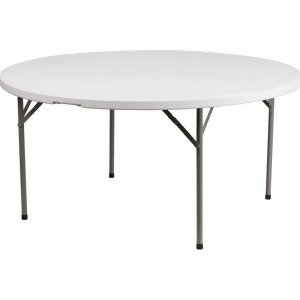 Flash Furniture 60 Round Granite White Plastic Folding Table - All