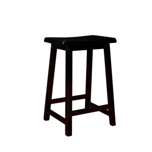 Monarch Specialties I 1531 Distressed Black 24 Inch Saddle Seat Barstool Set of - All