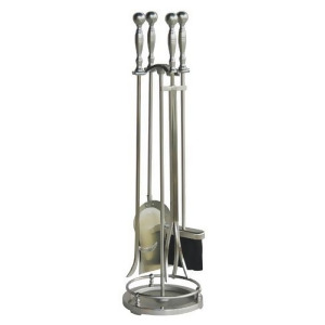 Uniflame F-7543 5 Piece Satin Pewter Fireset with Ball Handles - All