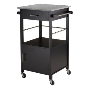 Winsome Wood Davenport Kitchen Cart with Granite Top In Black - All