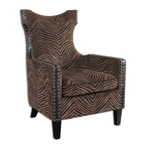 Uttermost Kimoni Armchair in Plush Golden Brown Black Stripes - All