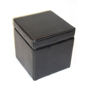 4D Concepts Faux Leather Box Ottoman w/ Lift Top in Black - All