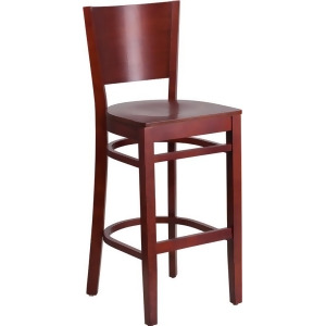 Flash Furniture Lacey Series Solid Back Mahogany Wooden Restaurant Barstool - All