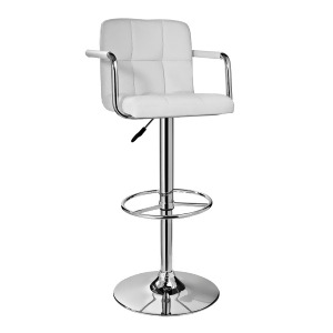 Powell White and Chrome Quilted Barstool - All