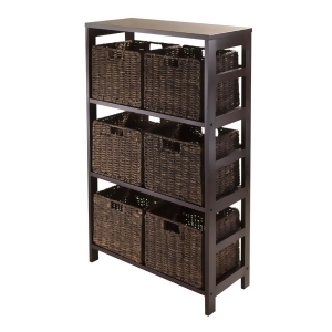Winsome Wood Granville 7 Piece Storage Shelf w/ 6 Foldable Baskets in Espresso - All