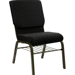 Flash Furniture Hercules Series 18.5 Inch Wide Black Dot Patterned Church Chair - All
