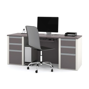 Bestar Connexion Executive Desk Kit In Slate Sandstone - All