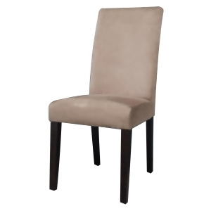Chintaly Maria Modern Parson Side Chair In Taupe Microfiber Set of 2 - All