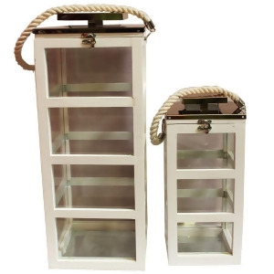 Entrada En18214 2 Piece Wooden Lantern Set of 2 - All