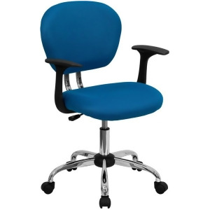 Flash Furniture Mid-Back Turquoise Mesh Task Chair w/ Arms Chrome Base H-237 - All