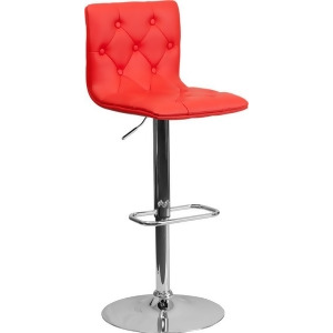 Flash Furniture Contemporary Tufted Red Vinyl Adjustable Height Bar Stool w/ Chr - All