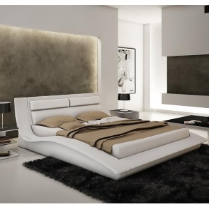 J M Furniture Wave Platform Bed in White - All