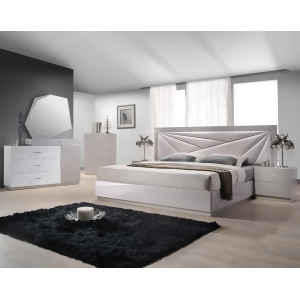 J M Furniture Florence 5 Piece Platform Bedroom Set in White Taupe - All