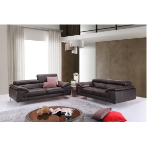 J M A973 2 Piece Italian Leather Sofa And Loveseat Set In Coffee - All