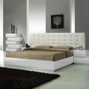 J M Furniture Milan Platform Bed in White Lacquer - All