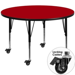 Flash Furniture Mobile 48 Round Activity Table With Red Thermal Fused Laminate - All