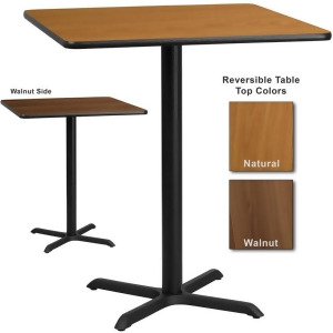 Flash Furniture 36 Inch Square Bar Table w/ Natural or Walnut Reversible Laminat - All