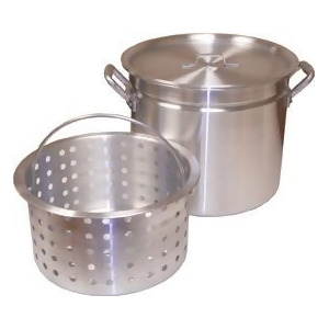 King Kooker Aluminum Boiling Pot with Steam Rim. Lid Basket - All