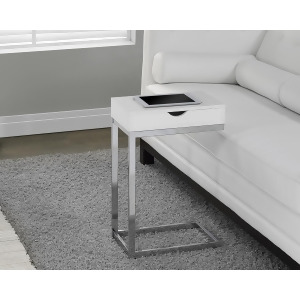 Monarch Specialties Glossy White Hollow-Core Chrome Metal Accent Table I 3031 - All