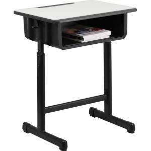 Flash Furniture Student Desk With Grey Top And Adjustable Height Black Pedestal - All