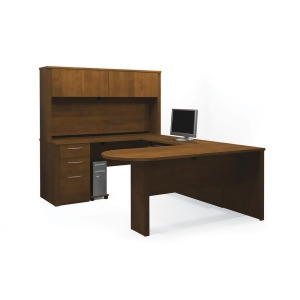 Bestar Embassy U-shaped Workstation Kit In Tuscany Brown With Hutch 60856 - All