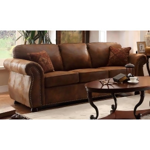 Homelegance Corvallis Sofa With 2 Pillows In Brown Bomber Jacket Microfiber - All