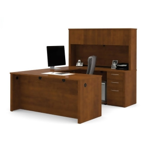 Bestar Embassy U-shaped Workstation Kit In Tuscany Brown With Hutch 60857 - All