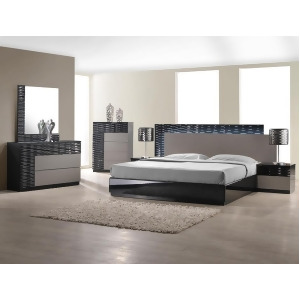 J M Furniture Roma 6 Piece Platform Bedroom Set in Black Grey Lacquer - All