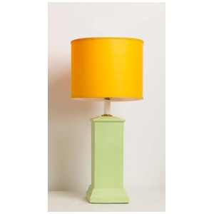Yessica's Collection Green Color Block Square Column Lamp With Orange Drum Shade - All
